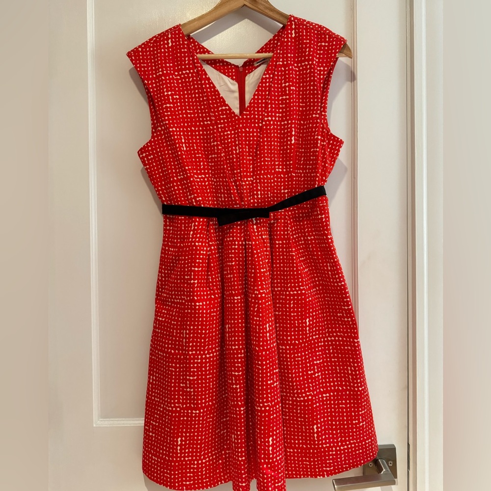 Brooklyn Industries Red/White‎ Mistletoe short casual dress with belt size 2